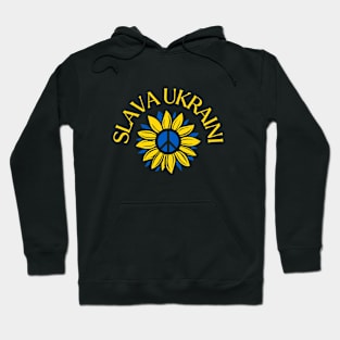 Slava Ukraini with a sunflower and peace symbol Hoodie